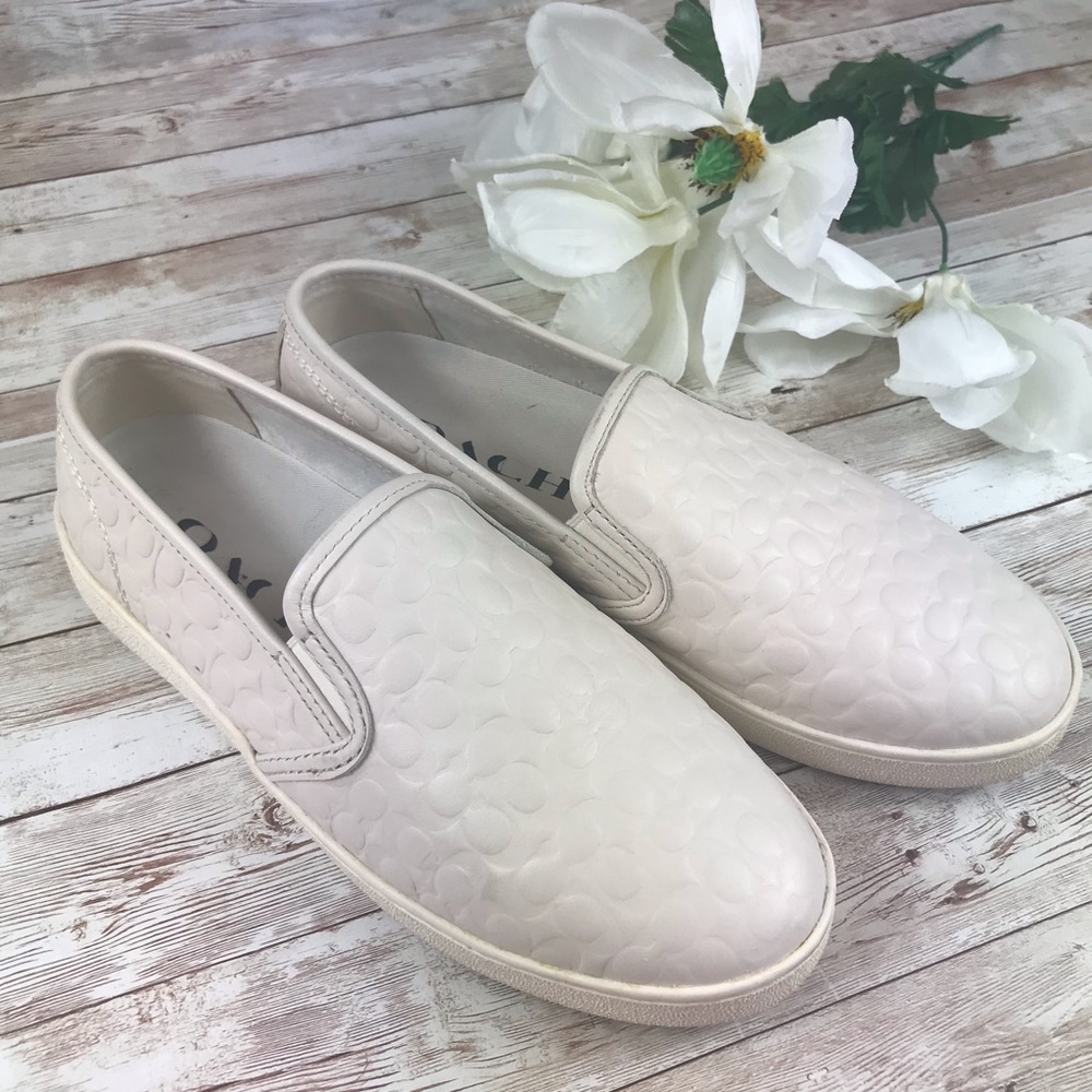 Coach ivory color signature slip on sneakers 8.5